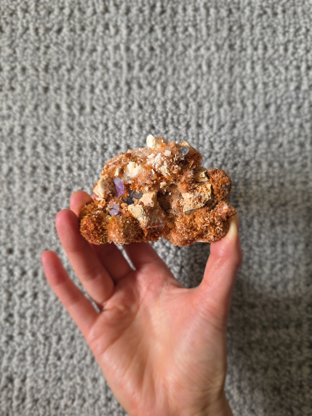Creedite w/Fluorite Crystal Specimen, Navidad Durango Mine, MEXICO
